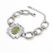 Pulsera cadena cruz olivina